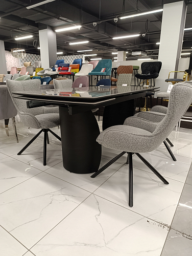 Керамический стол Готланд 160(220)х90х79 ink gray / черный из шоурума 2
